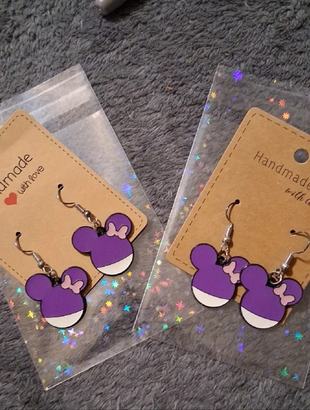 $8 Each Or Bundle 5/$20 Handmade Purple Minnie-Style Kids Earrings